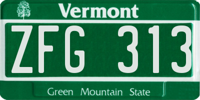 VT license plate ZFG313