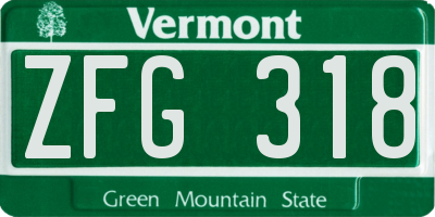 VT license plate ZFG318