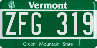 VT license plate ZFG319