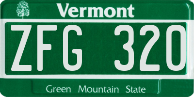 VT license plate ZFG320
