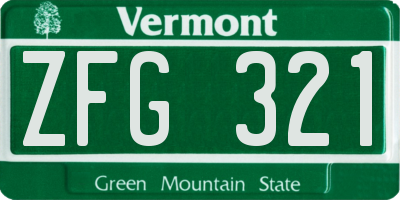 VT license plate ZFG321
