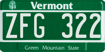 VT license plate ZFG322