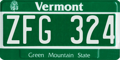 VT license plate ZFG324