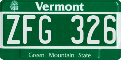 VT license plate ZFG326