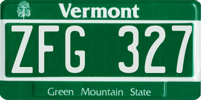 VT license plate ZFG327