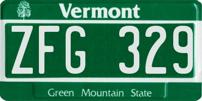 VT license plate ZFG329