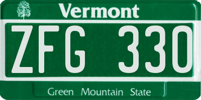 VT license plate ZFG330