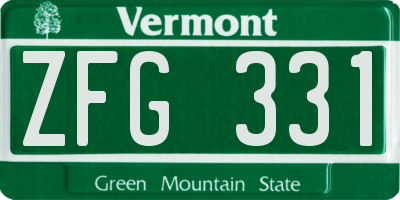 VT license plate ZFG331