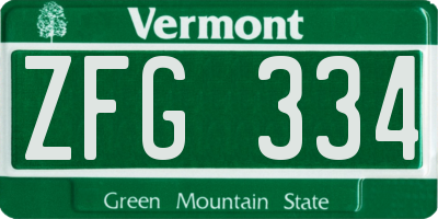 VT license plate ZFG334