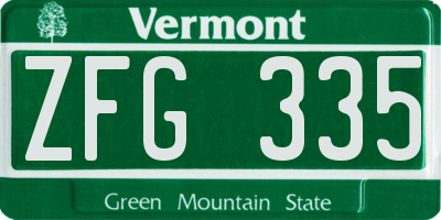 VT license plate ZFG335