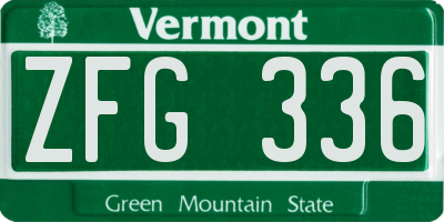 VT license plate ZFG336