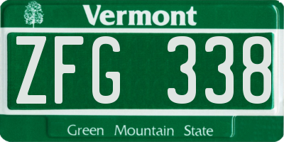 VT license plate ZFG338