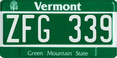 VT license plate ZFG339