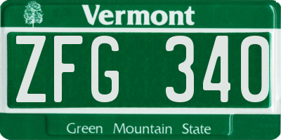 VT license plate ZFG340