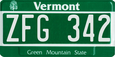 VT license plate ZFG342