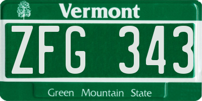 VT license plate ZFG343