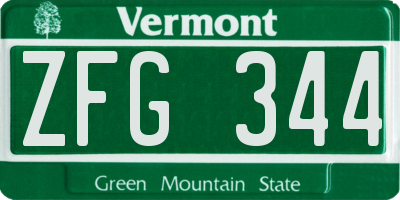 VT license plate ZFG344