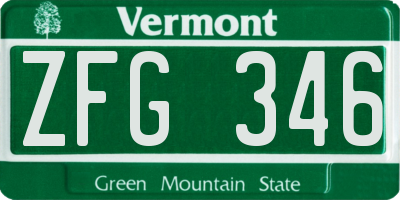 VT license plate ZFG346