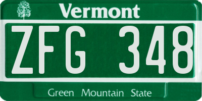 VT license plate ZFG348