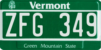VT license plate ZFG349