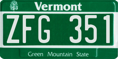VT license plate ZFG351