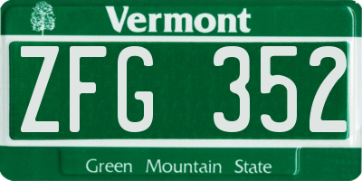 VT license plate ZFG352