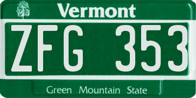 VT license plate ZFG353