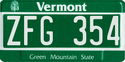 VT license plate ZFG354