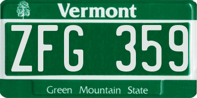 VT license plate ZFG359