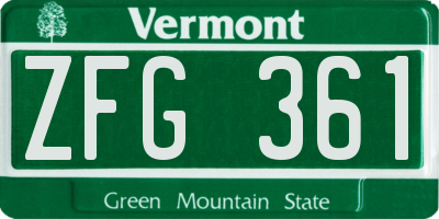 VT license plate ZFG361