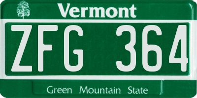 VT license plate ZFG364