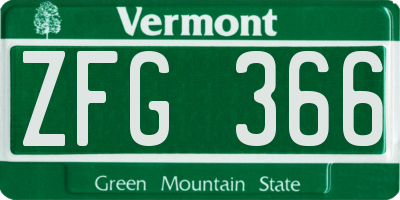 VT license plate ZFG366