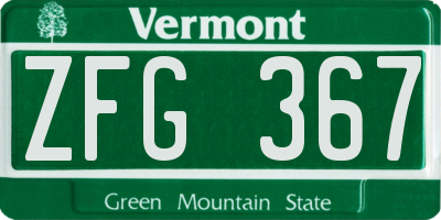 VT license plate ZFG367