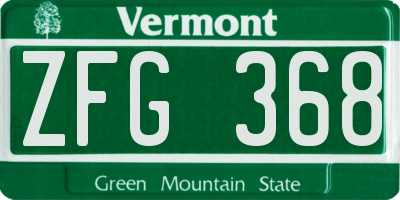 VT license plate ZFG368