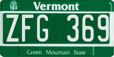 VT license plate ZFG369