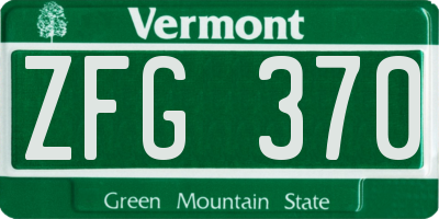 VT license plate ZFG370