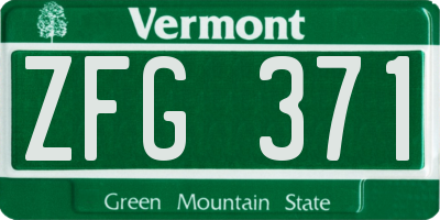 VT license plate ZFG371