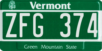 VT license plate ZFG374