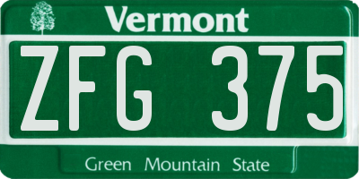VT license plate ZFG375