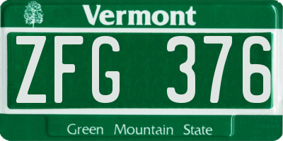 VT license plate ZFG376
