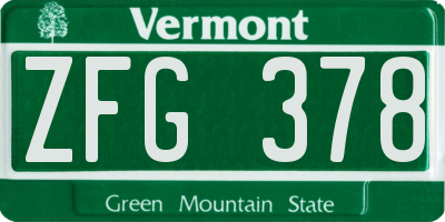 VT license plate ZFG378