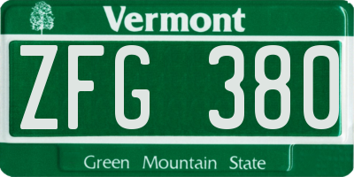 VT license plate ZFG380