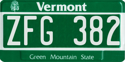 VT license plate ZFG382