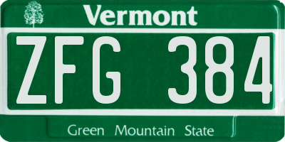 VT license plate ZFG384