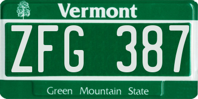 VT license plate ZFG387