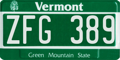 VT license plate ZFG389