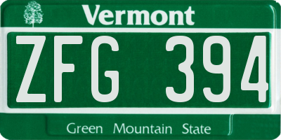 VT license plate ZFG394