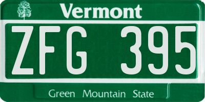 VT license plate ZFG395