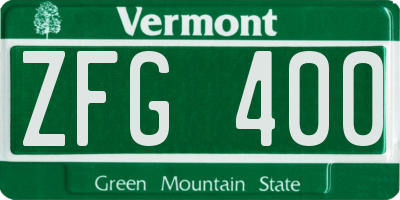 VT license plate ZFG400