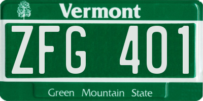 VT license plate ZFG401